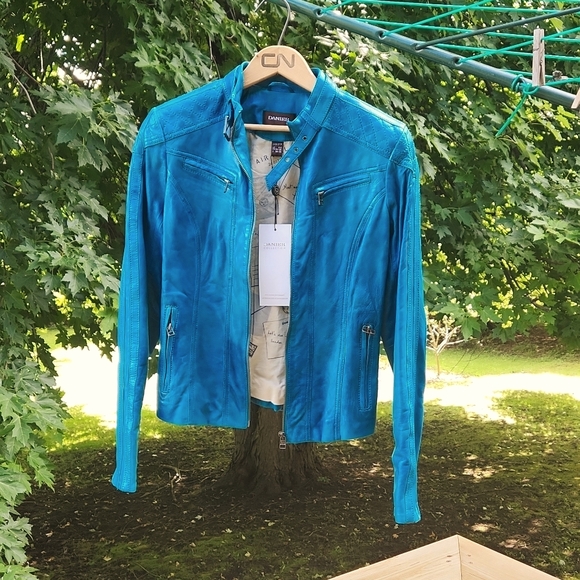 UNWORN Danier Teal Leather Jacket - Picture 7 of 8